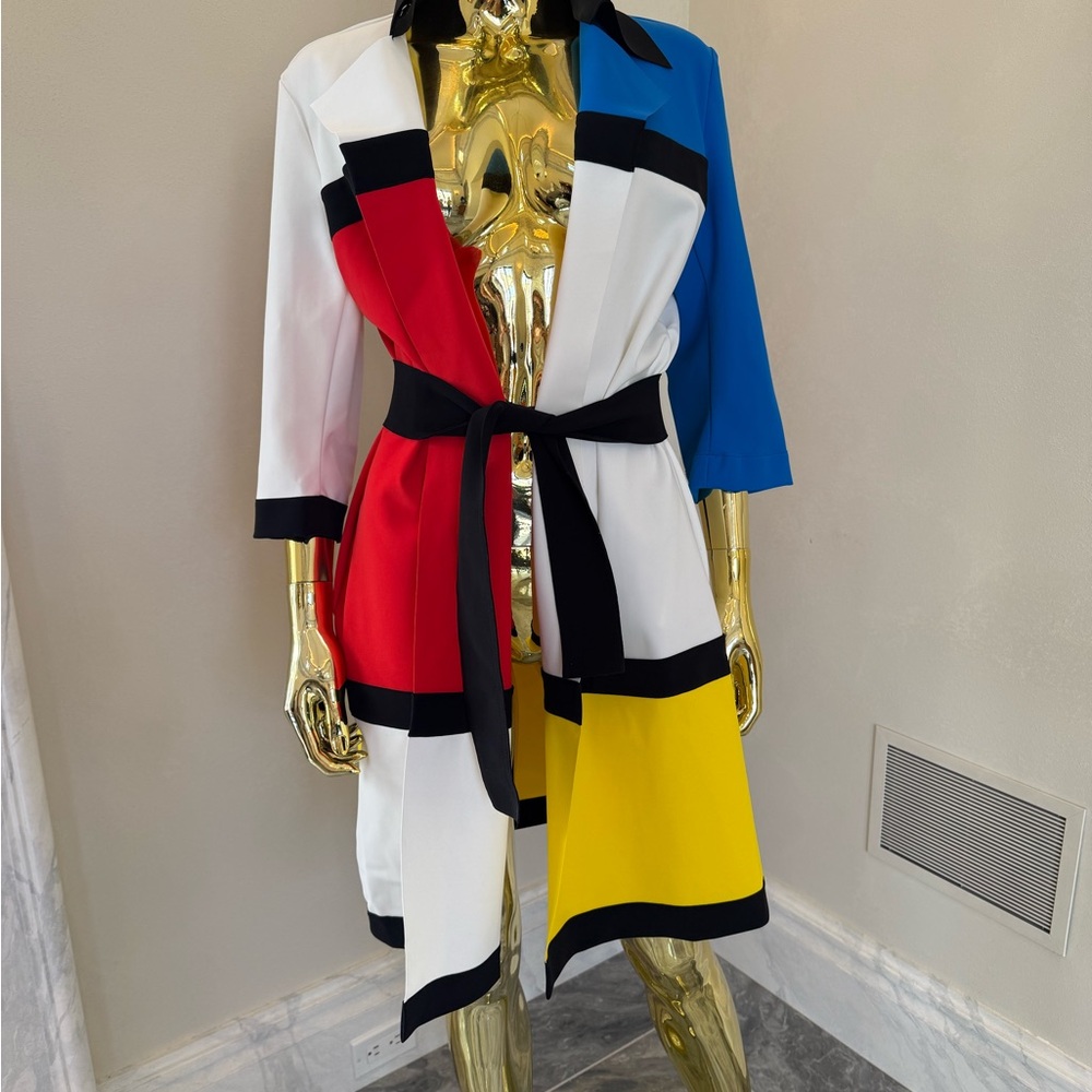 Color Block Belted Coat - Chiara Boni